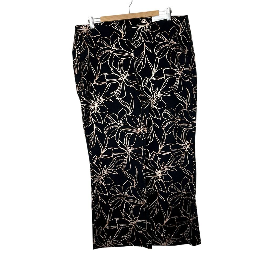 Chicos Juliet Kick Flare Pants Black Metallic Floral Print Womens Size 16 3